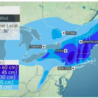 <p>Here are the latest projected snowfall totals from the Nor&#x27;easter.</p>