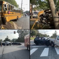 <p>The screen of the school bus crash on Thursday.</p>