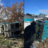 Overturned Trash Truck Temporarily Ties Up Traffic On I-495 In Maryland