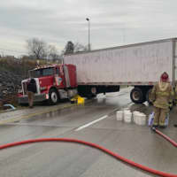 <p>The Lafayette Fire Company and Lancaster County HazMat cleaning up the fuel spill from the jackknifed tractor-trailer on US Route 30 in Lancaster.&nbsp;&nbsp;</p>