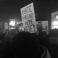 <p>Hundreds came out Wednesday night in Paterson to protest President Trump&#x27;s executive order instituting a travel ban from seven largely Muslim countries.</p>