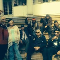 <p>Ramapough Lunaape Nation Chief Dwaine Perry and others rallied on the steps of city hall in Manhattan.</p>
