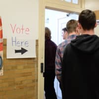 <p>Bronxville students during their mock election.</p>