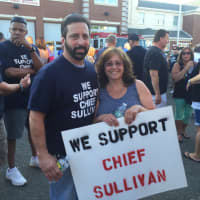 <p>Clarkstown residents Anthony and Donna Carlone came out to support Chief Michael Sullivan at a rally in New City.</p>