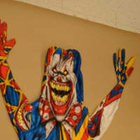 <p>The clown costume worn by one of the suspects arrested taking photos outside a Yonkers high school.</p>