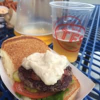 <p>The Overhaul, one of the juicy and organic burgers served at TFS Burger Works in West Haverstraw, is loaded with smoked bacon and blue cheese.</p>