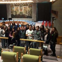 <p>Tappan Zee High School students during a visit to the United Nations.</p>