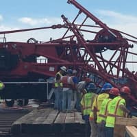<p>Another shot of the crane that collapsed onto the Tappan Zee Bridge Tuesday afternoon.</p>