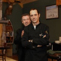 <p>Eric Monte, left, and Executive Chef Regis Saget of Tavern 489 in Stamford.</p>