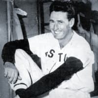 <p>Ted Williams is featured on the back cover of the May 1949 issue of Baseball Digest.</p>