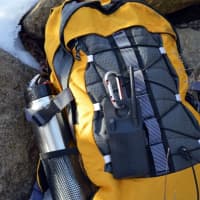 <p>The walk-talkie easily clips to a backpack as well.</p>
