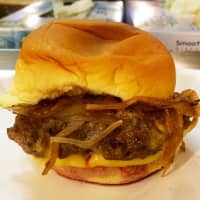 <p>This is a double cheeseburger from White Manna -- with grilled onions, of course.</p>