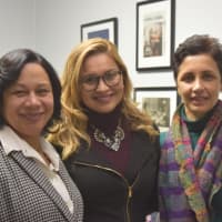 <p>Celia Bacelar-Palmares, Emanuela Palmares and Angela Barbosa of Tribuna Media and The New American Dream Foundation</p>