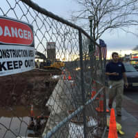 <p>A sign warns bystanders to keep out while site preparation proceeds in Teaneck.</p>