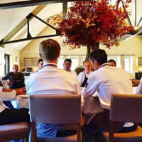 <p>Here&#x27;s a morning chefs meeting at Blue Hill at Stone Barn. Chef Dan Barber, left, heads the restaurant -- just named restaurant of the year by Eater -- which offers an ever-changing dining experience.</p>