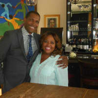 <p>New Rochelle resident Alvin Clayton, left, with Sherri Shepherd of &quot;Holy &amp; Hungry.&quot;&#x27; </p>