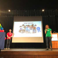 <p>Ambassadors from Google prepare to unveil the winner of this year’s Connecticut Doodle 4 Google Competition in an assembly at Bunnell High in Stratford. Sarah Harrison, a sophomore, was the winner.</p>