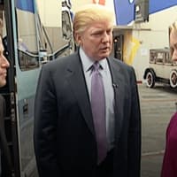 <p>From left, Billy Bush, Donald Trump and Arianne Zucker in the behind-the-scenes tape of an &quot;Access Hollywood&quot; segment.</p>