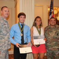 <p>Nick Esposito and Jessica Lombardi both earned the US Army National Scholar Athlete Award</p>