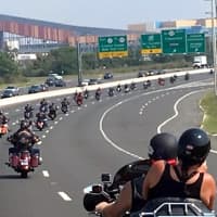 <p>The Axe Run on eastbound Route 3 passing the Meadowlands.</p>