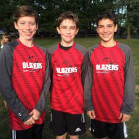 <p>Bart Codd, Brendan Mulvaney and Billy Bennett of the New Canaan Blazers helped the team win the team championship at the Brewster Invitational.</p>