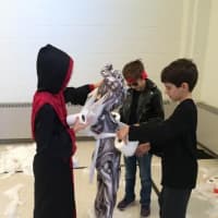 <p>Students at Beacon School in Stamford celebrate Halloween. </p>