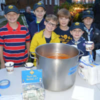 <p>Boy Scouts dish up soup at the Bethel tree lighting.</p>
