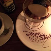 <p>birthday dessert from Campagna at the Bedford Post Inn</p>