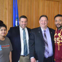 <p>State Rep. Mitch Bolinsky (second from right) celebrates Autism Awareness Day with State Rep. Jay Case (R-63) and advocates.</p>