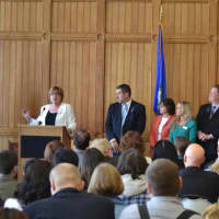 <p>State Rep. Mitch Bolinsky (fourth from right) stands with other legislative colleagues at Autism Awareness Day.</p>