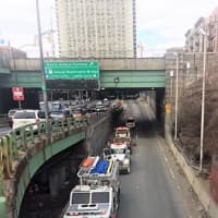 <p>Port Authority units quickly doused the blaze and cleared the roadway under the Amsterdam Avenue bridge.</p>