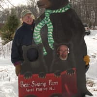 <p>Allison Hosford, left, and Roger Knight, right, of Bear Swamp Farm in West Milford,.</p>