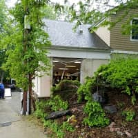 <p>A car drove into a building on Field Point Road in Greenwich Thursday afternoon.</p>