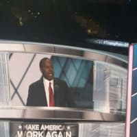 <p>Ben Carson addresses the crowd at the Republican National Convention.</p>
