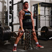 <p>Chris Dell Fave dead-lifts nearly 500 pounds in Bergen County Barbell on Broadway.</p>