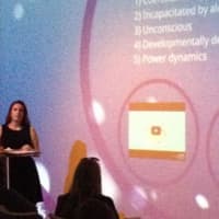 <p>Charlotte Poth, Prevention Educator with The Center for Sexual Assault Crisis Counseling and Education, talks at The Fearless Conference in NYC.</p>