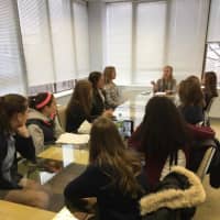 <p>Rosie Enyart, Lead Counselor at The Center, talks with girls from St. Luke&#x27;s.</p>