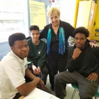 <p>Clare Hardingm who retired after spending 40 years as a guidance counselor in Greenwich, now serves in the same capacity as volunteer at Stamford Academy.</p>