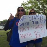 <p>Protestors in support of the Clarkstown Teacher&#x27;s Association</p>