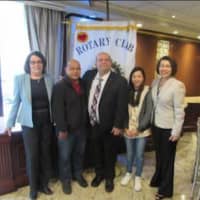 <p>Pictured (L to R) are Paramus Rotarian and Rotary District 7490&#x27;s Gift of Life Foundation representative Glenda Campaniolo, Raul Ocampo, Paramus Rotary Club President Jay Leone, Gift of Life child Lyka Ocampo and Paramus Rotarian Jennifer Padolina.</p>