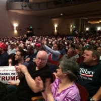 <p>Every seat is filled at the Klein in Bridgeport more than an hour before the rally Saturday for presidential candidate Donald Trump.</p>