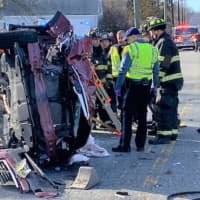 <p>Village firefighters freed the driver after the Ridgewood crash.</p>