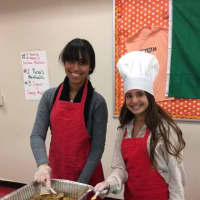 <p>North Rockland High School students serve samples of the meatballs during the recent fundraiser.</p>