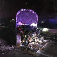 <p>Trumbull police, fire and EMS crews, and State Police responded to a three-car crash near Exit 47 on the Merritt Parkway.</p>