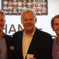 <p>Mike Jehle, executive director of the Fairfield Museum, Jack Leslie, chairman of Weber Shandwick, and Chris Temple, director of “Salam Neighbor”</p>