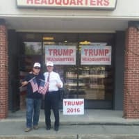 <p>Barry Fixler, right, opened a campaign headquarters in the Clarkstown hamlet of Bardonia for Donald Trump at his own expense. It is open seven days a week.</p>