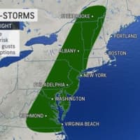 <p>A look at areas where heavy thunderstorms with risk of flash flooding and strong wind gusts are most likely.</p>