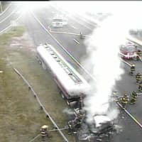 <p>All lanes of I-95 south are closed as firefighters battle a burning tanker.</p>