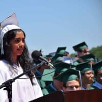 <p>Irvington High School valedictorian Sweta Narayan reflected on the last four years of high school and looked forward to the exciting journey on which she and her classmates were about to embark.</p>