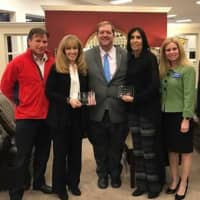 <p>The Chamber  recently presented its president, Risa Hoag, second from left, and secretary, Susan Farese, second from right, with awards. Also pictured are Clarktown Councilman John Noto, Supervisor George Hoehmann and Councilwoman Adrienne Carey.</p>